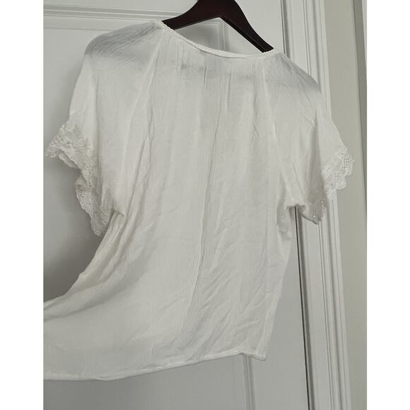 American Rag Lace Mix Peasant Top size L white - Picture 6 of 9